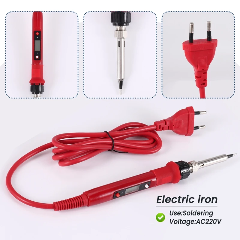 Электрический паяльник с регулируемой температурой 220 В 80 Вт ЖК-дисплей