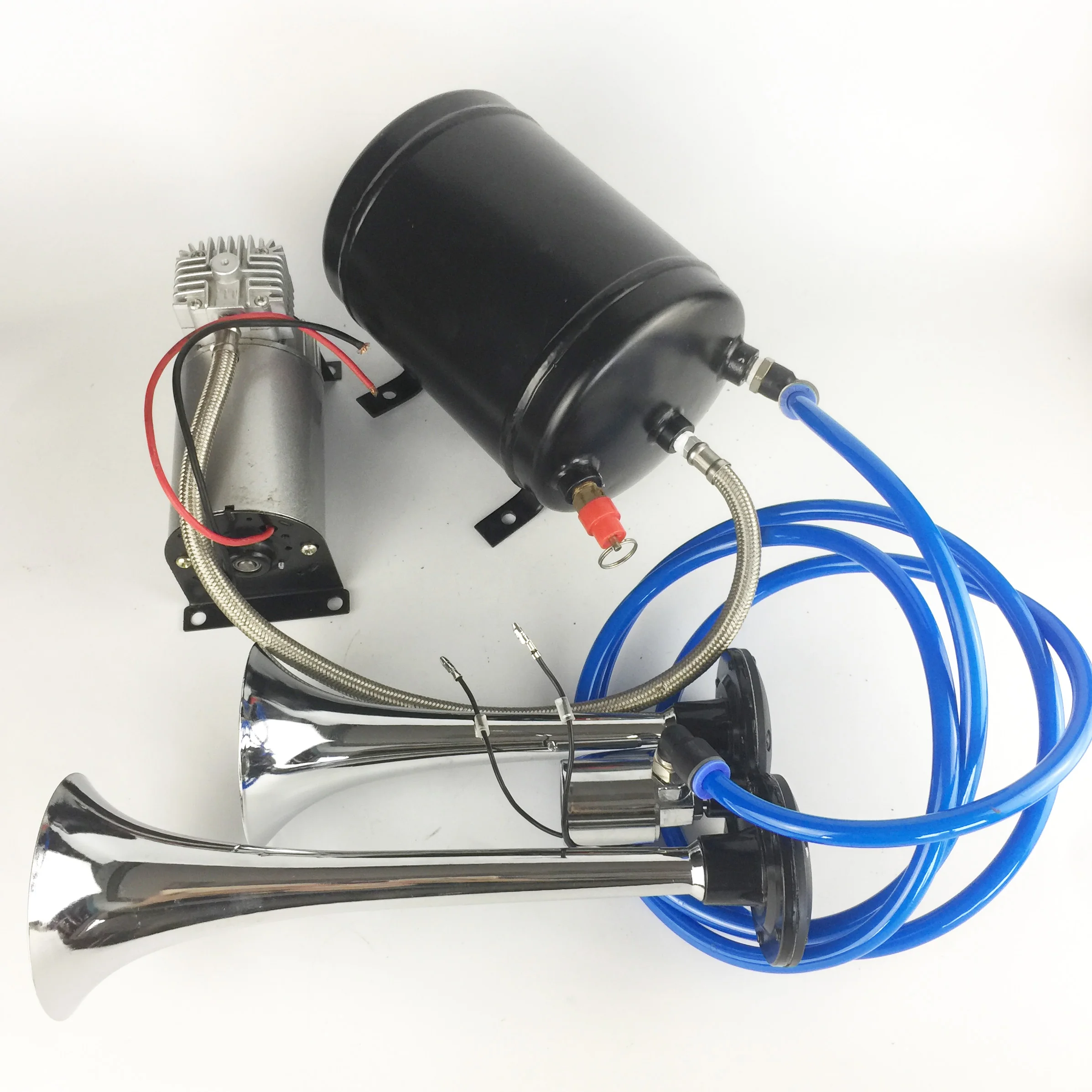 

Air Horn, Chrome Zinc Dual Trumpet Air Horn with Compressor for Any 12V Vehicles Trucks Lorrys Trains Boats Cars Vans