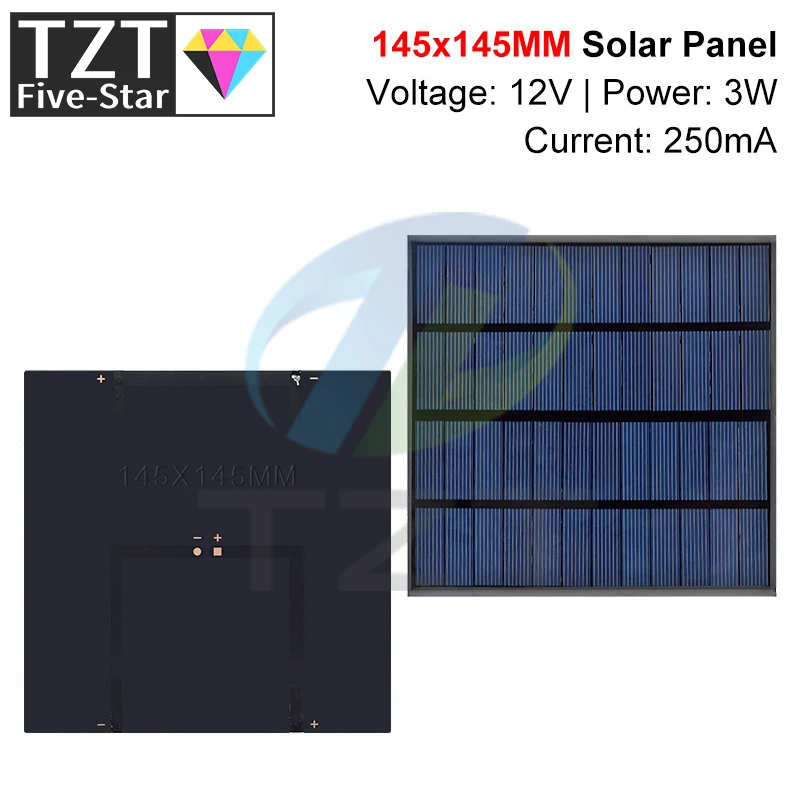 Солнечная панель TZT 12 В 145 мА 3 Вт поликристаллическая * мм миниатюрная солнечная
