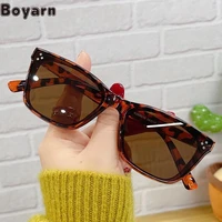 boyarn korean fashion new simple sunglasses retro small frame meter nail glasses ins shades street concave shape sunglasses