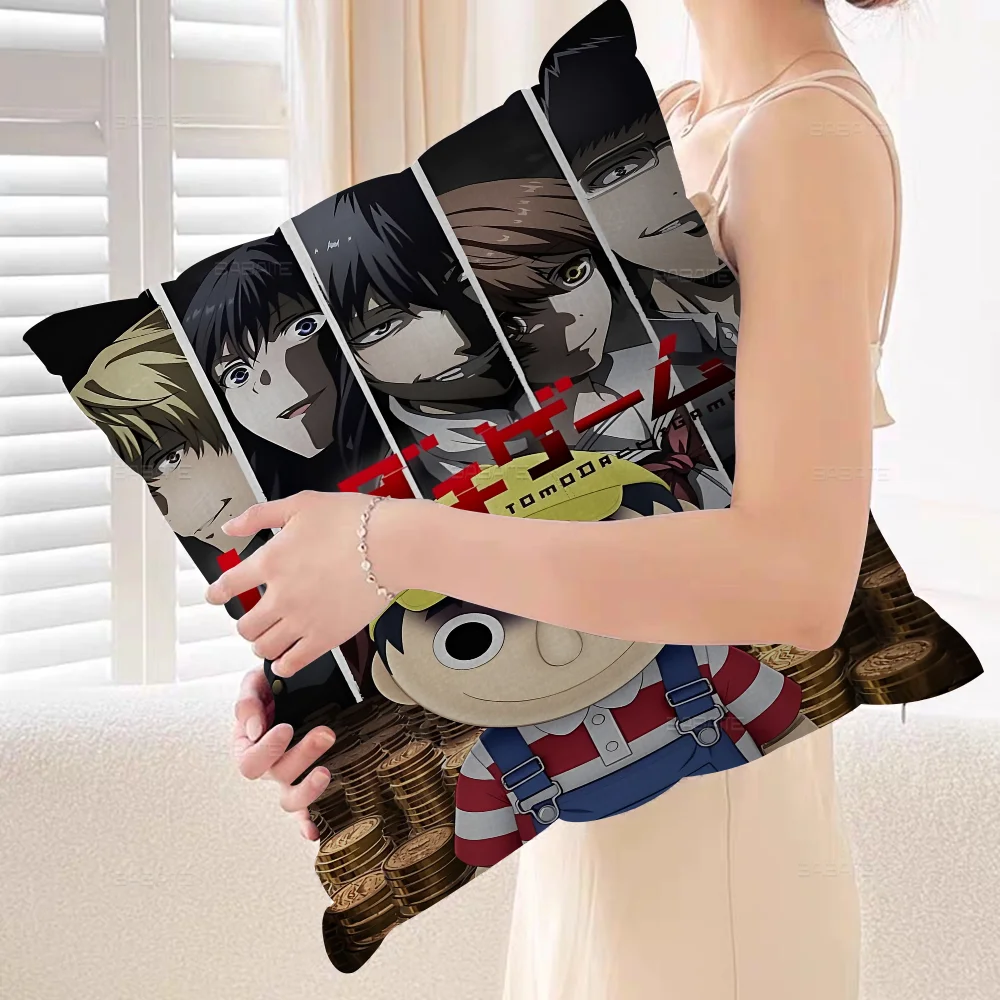 Japanese Animation Tomodachi Game Office Cushion Pillowcase Car Cover45X45CM Lumbar Sofa Pillowcover