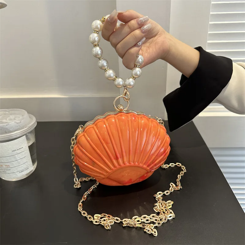 

Unique Designer Acrylic Shell Bag For Party 2023 New Crossbody Bag For Women Small Shoulder Bags Mini Cute Purses Evening Bag