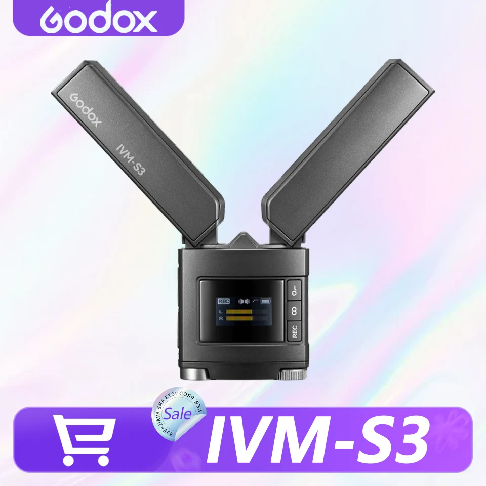 Фото Регулируемый стереомикрофон Godox IVM-S3 0-180° °   Универсальный двойной кардиоидный микрофон для камеры, смартфона, интервью, музыки №1