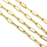 2 meters 3x7mm 4x12mm stainless steel link chains gold plated flat rolo cabe chains for diy necklace jewelry making findings