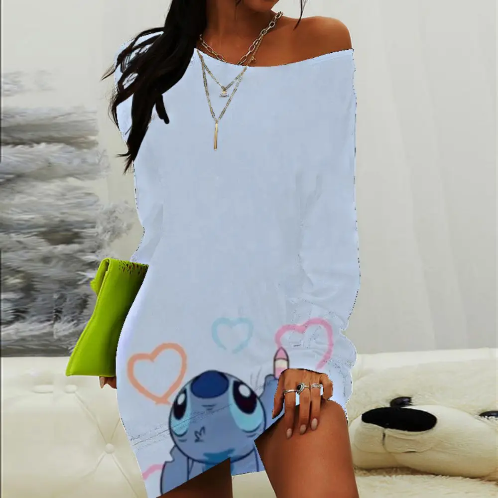 

Casual Summer Women's Dresses Autumn Winter 2023 Stitch Fashion Mini Dress Women Elegant Luxury Disney Long Sleeves Print Party