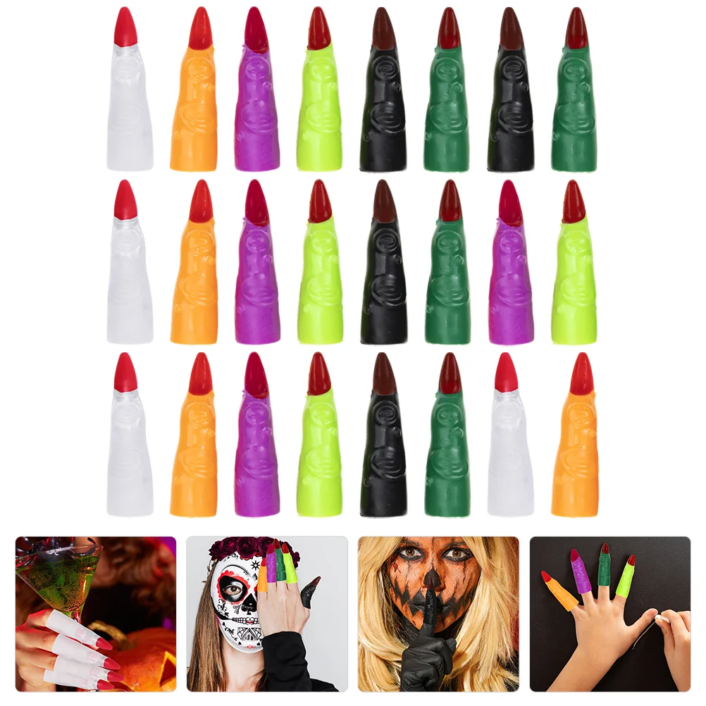 

24 Pcs The Witch Finger Nails Cosplay Halloween Costumes Props Party Trick Plastic Masquerade