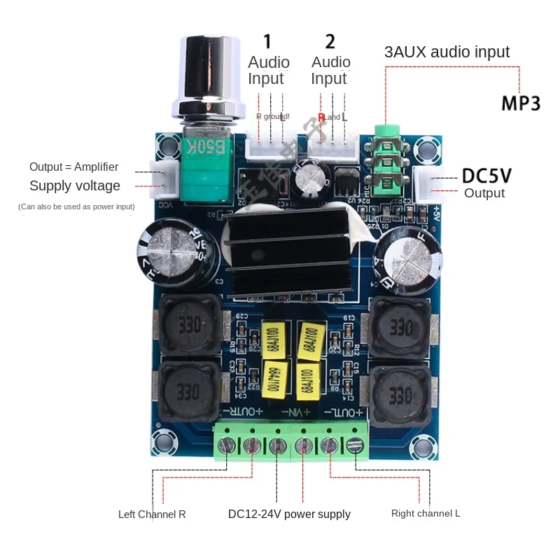 1-5 шт. TPA3116D2 ПЛАТА ЦИФРОВОГО УСИЛИТЕЛЯ ВЫСОКОЙ МОЩНОСТИ 100 Вт * 2 ДВОКАНАЛЬНЫЙ