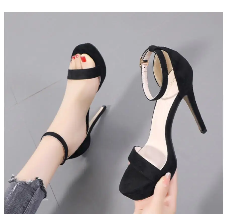 Summer New Platform Gladiator Buckle Strap Women Sandals One-button sandals Thin High Heels Club Party Shoes Ladies Sandals