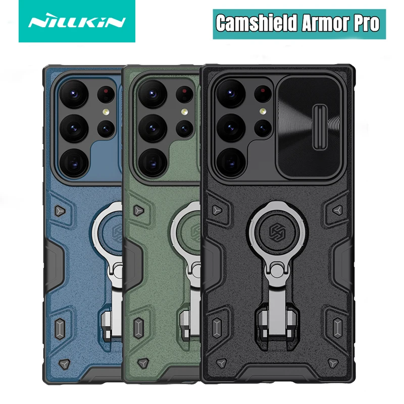 

For Samsung Galaxy S23 Ultra 5G Case Nillkin CamShield Armor Pro Slide Camera Protection Cover With Ring Kickstand For S23 Ultra