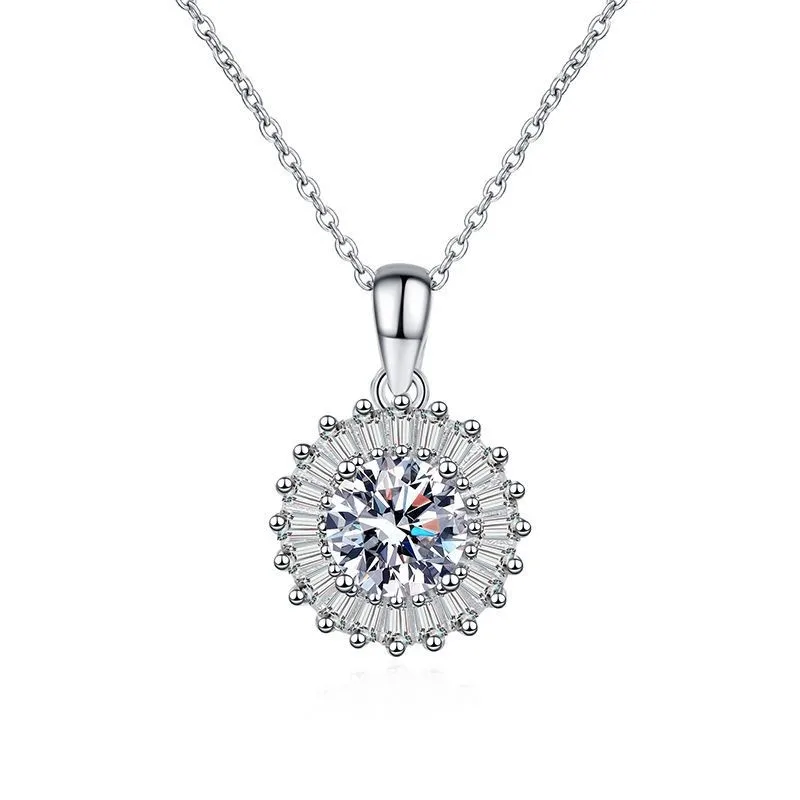 

wz00761 Lefei Fashion Luxury 1Ct Classic Moissanite Diamond-set Round Necklace For Women Real s925 Sterling Silver Party Jewelry