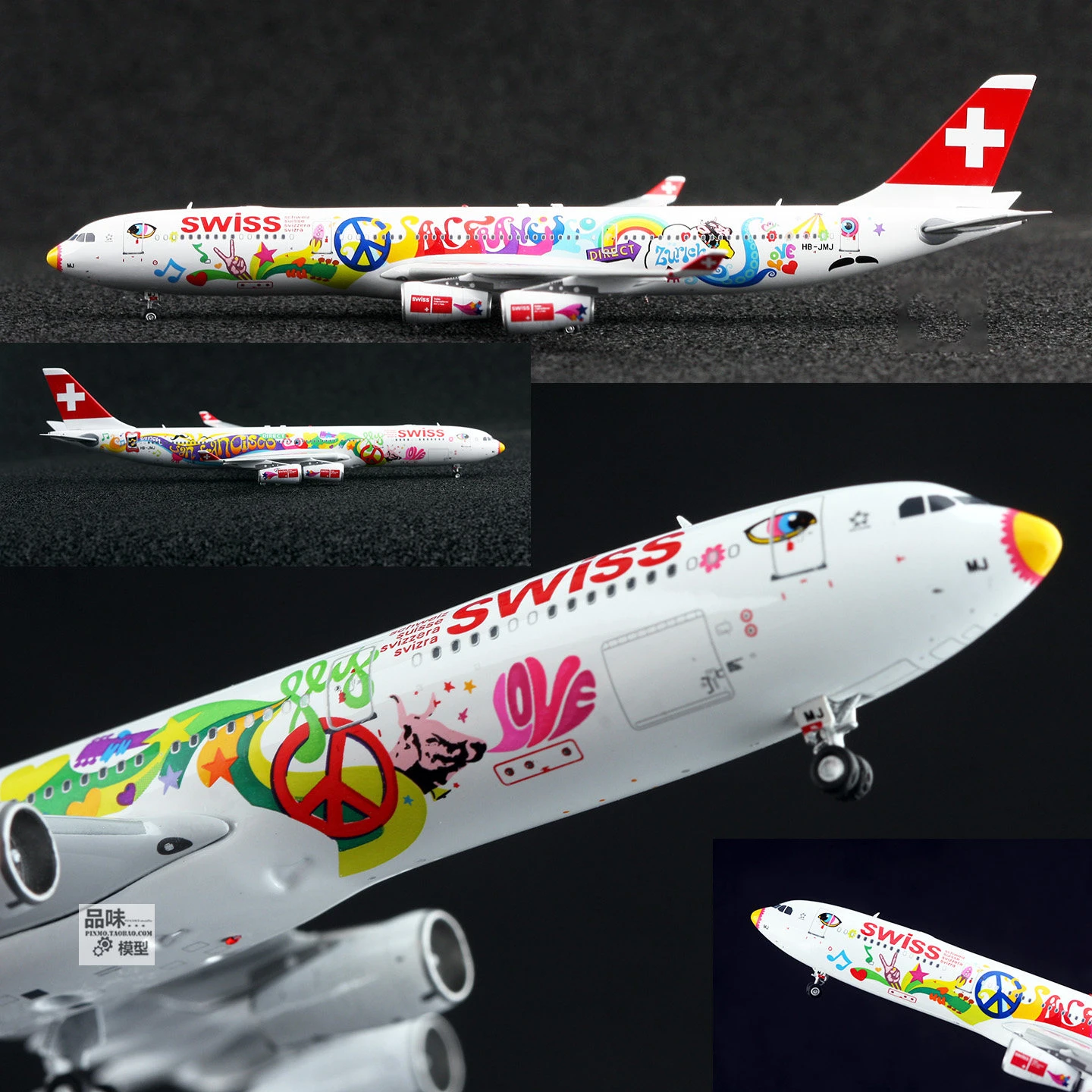 Фото AViation 1:400 Swiss Air A340-300 HB-JMJ Модель самолета Литой под давлением сплав Классические игрушки Сувенирные подарки Коллекция Статический дисплей №1