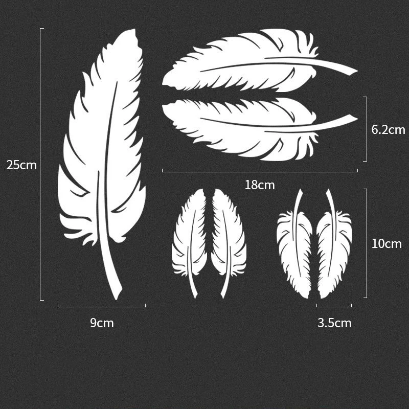

Светоотражающие наклейки для защиты от царапин, Искусственное перо, листья, персонализированные наклейки на бампер