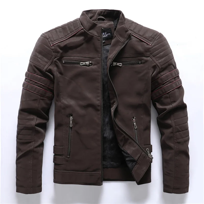 

2022 Winter Inner Fleece PU Jacket Casual Motorcycle 2022 Autumn Brand Leather Coat Faux Leather Jackets Men Clothing Streetwear