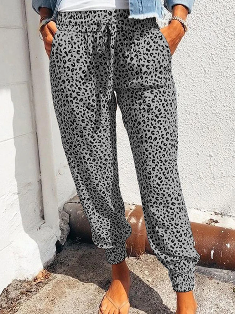 Pencil Pants Women Leopard Printed Yoga Trousers Summer Fashion High Waist New Design Casual Female Streetwear