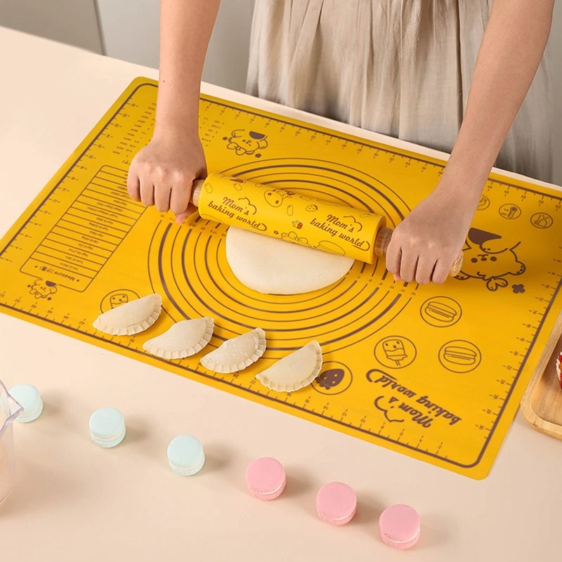 

40x60cm Silicone Kneading Pad Sheet Rolling Pin Baking Tool for Rolling Dough Pizza Dough Non-Stick