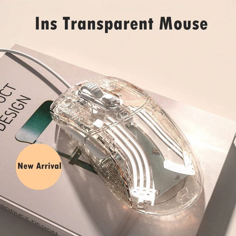 

Creative Exclusive For Girls Usb Ins Transparent Wired Silent Mouse Gaming Office Mouse For PC Laptop Notebook Game