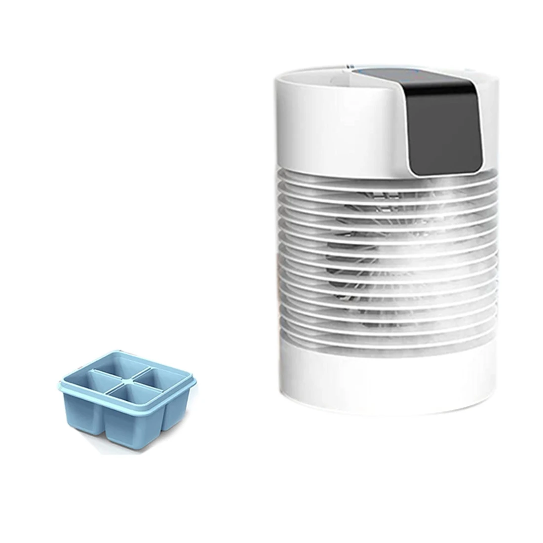 

Evaporative Air Cooler and Humidifier, 360degree Auto Oscillation, Table Fan Personal Air Conditioner Fan with Ice Box