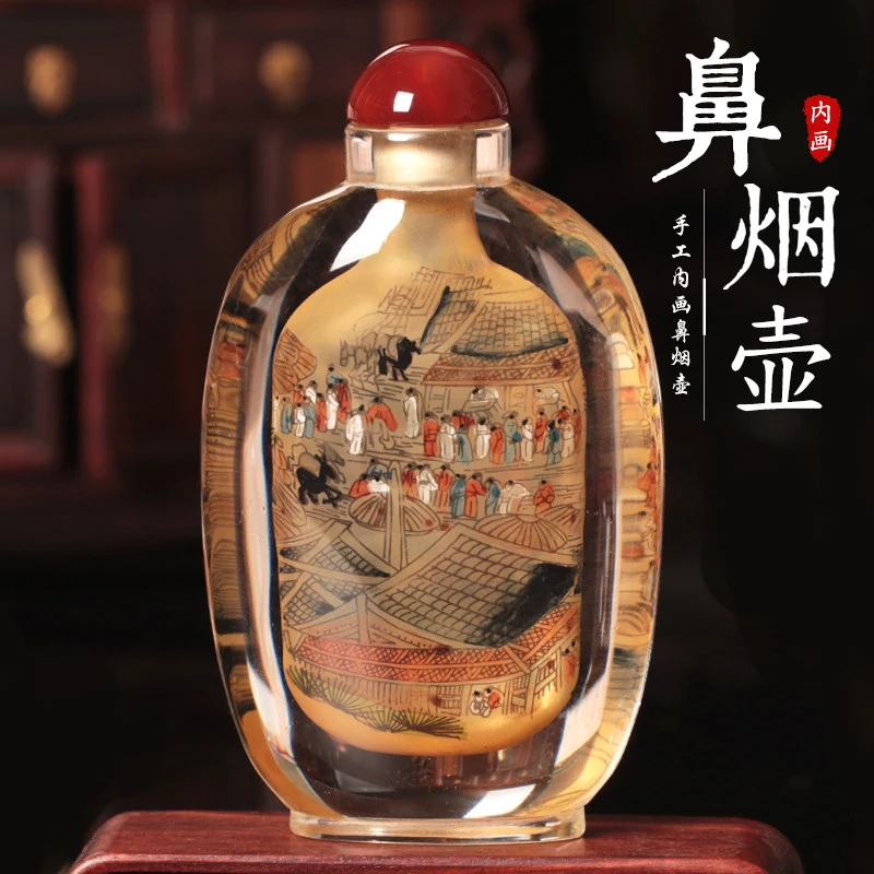 Hand-painted Inner Snuff Bottle Chinese Style Unique Handicraft Creative Snuff Bottle Decoration Home Ornaments business gift