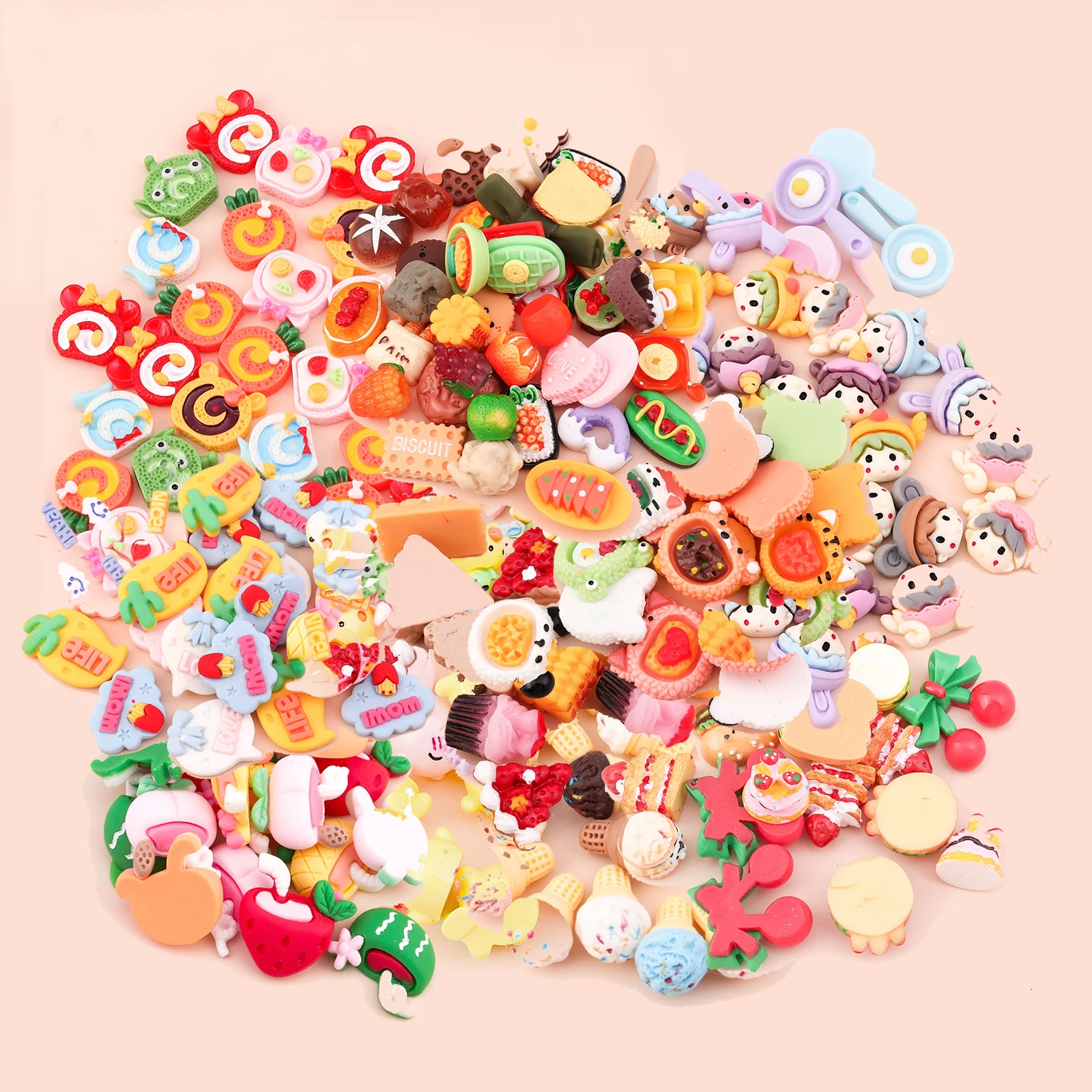 

10pcs Cute Miniature Dollhouse Supermarket Simulation Food Cake Kitchen Cooking Kids Toy Educational Gift Resin Flatback Charms
