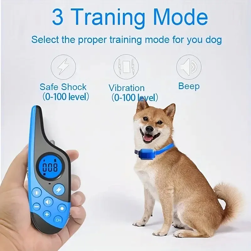 Водонепроницаемый ошейник для дрессировки собак, перезаряжаемый Интеллектуальный ошейник для дрессировки собак с вибрацией и звуковым сигналом, до 3 футов