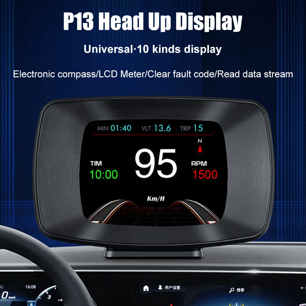 

Water Temperature OBD2 GPS Digital Odometer Smart Car HUD Meter Auto Display P13 Head Up Display Voltage Security Alarm