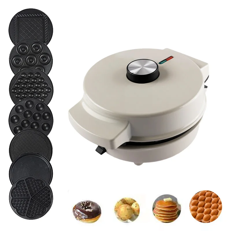 

220V Automatic Multifunctional Household Electric Waffle Maker Egg Ball Muffin Machine Sandwich & Non-stick 7 Plates