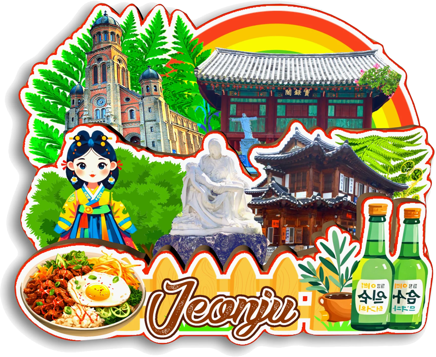 Фото Jeonju Seogwipo Daegu Daejeon Chuncheon Andong Южная Корея Магнит на холодильник Путешествия Сувенир Подарок Декоративный холодильник ручной работы №2