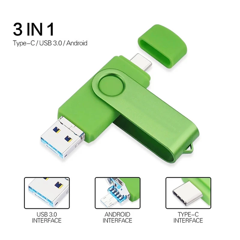 

3 In 1 USB Flash Drive TYPE-C+Micro-USB+USB3.0 Fast Read Mini Memory Stick U Disk Support OTG