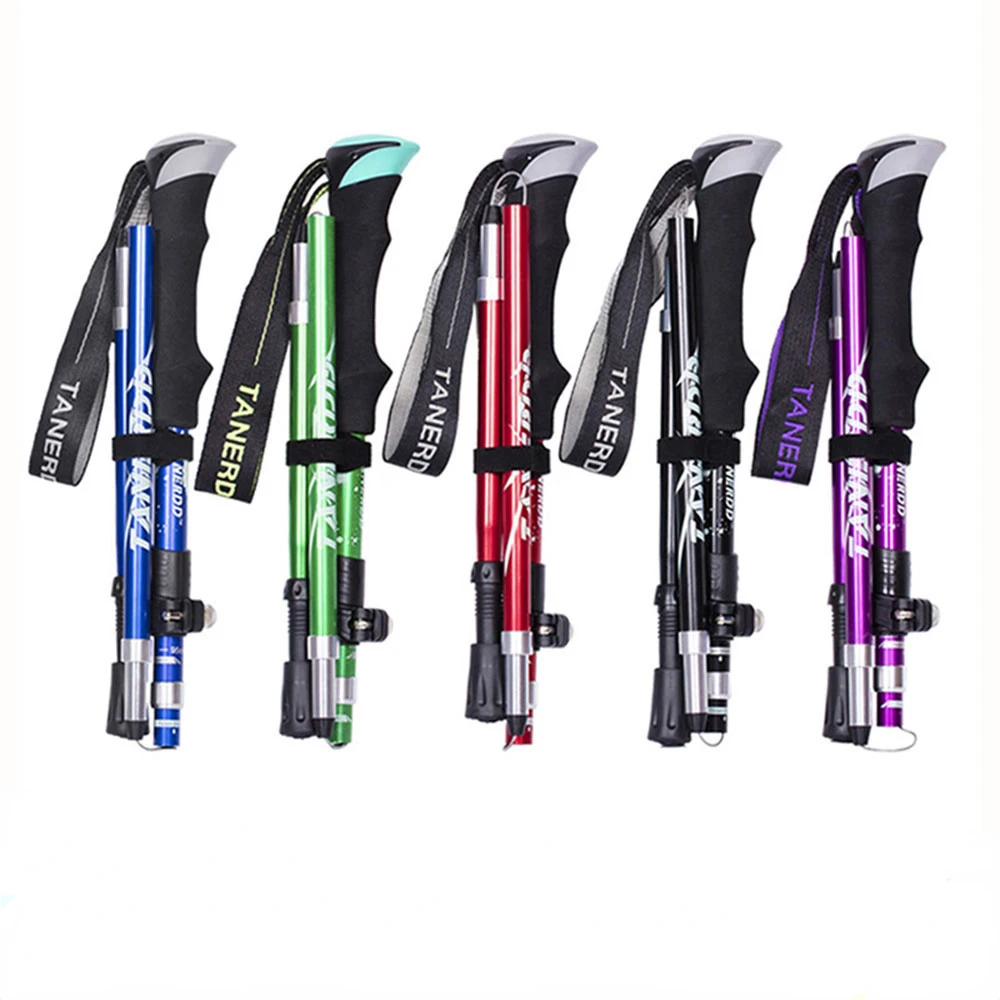 

High Quality Outdoor Portable Folding Nordic Walking Pole 1PC 250G Ultralight Trekking Pole Hiking Stick Aluminum Alloy