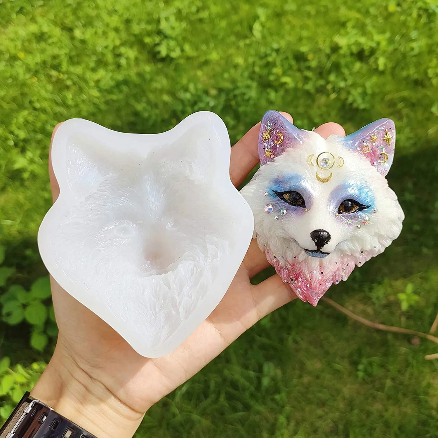 Силиконовая форма для эпоксидной смолы с лисьим лицом духов животных тотем