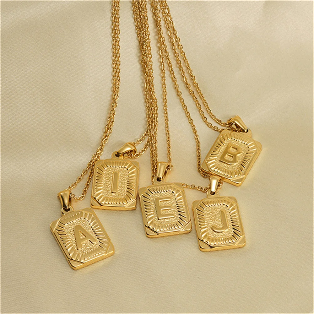Stainless Steel Tiny Initial Necklace for Men Gold Color Hip-hop Cut Letters Single Choker For Women Pendant Jewelry wholesale