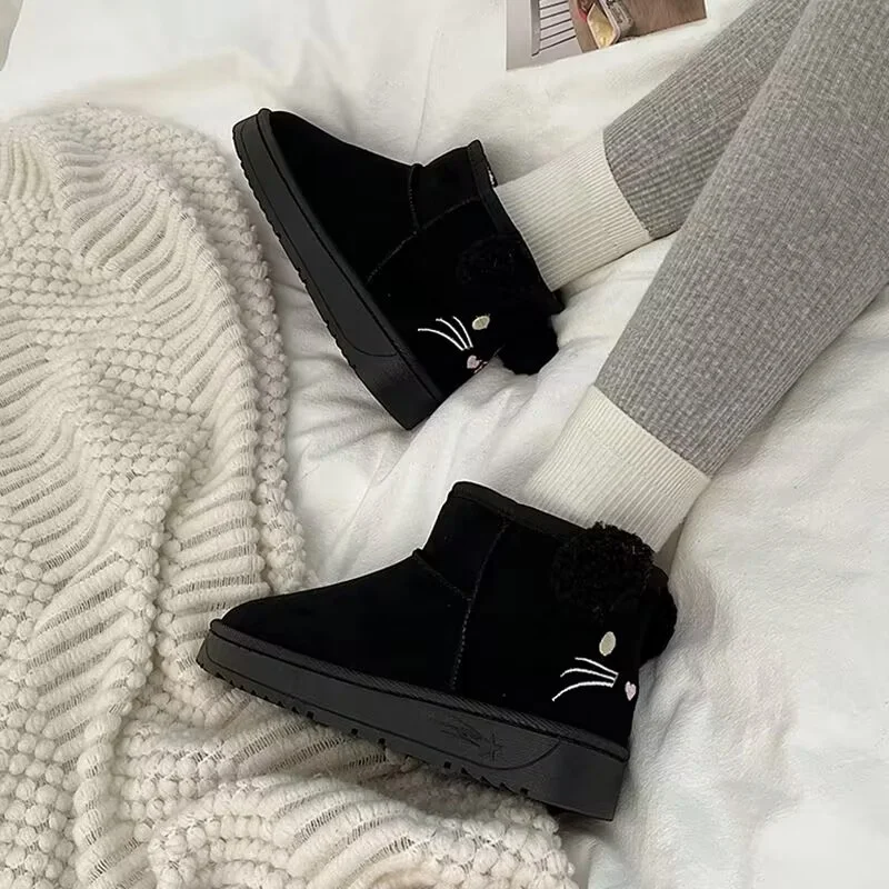 

Fur one hand custom with cashmere warm casual thick soled waterproof platform boots large size women 36-40