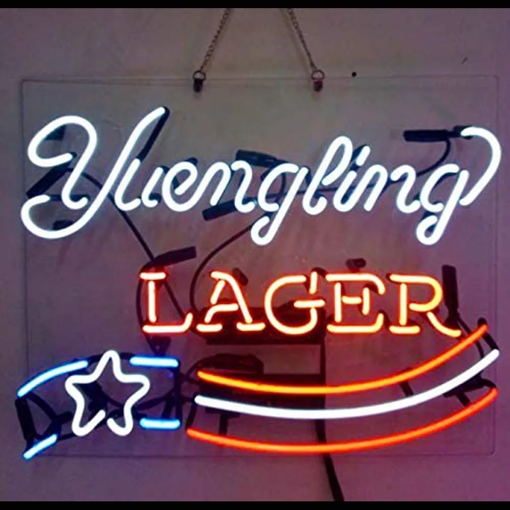 

YUENGLING Lager Beer Neon Light Sign Custom Handmade Real Glass Tube Bar Store Firm Advertise Room Decor Display Lamp 19"X15"