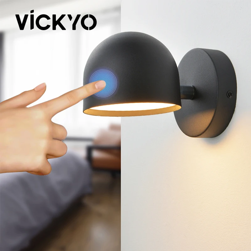 

VICKYO Indoor LED Wall Lamp 9W Smart Touch Stepless Dimming Wall Light 350° Rotatable Sconce For Home Living Room Bedside Lights