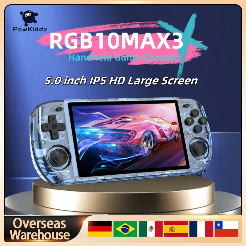 POWKIDDY RGB10MAX3 Ретро портативная игровая консоль 5 дюймов 1280*720 IPS экран видеоплеер с