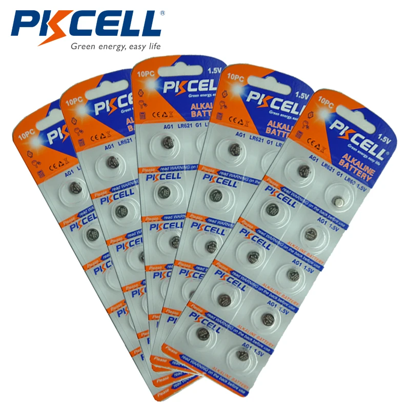 

Упаковка/50 шт., часовые батарейки PKCELL AG1, 1,5 в, AG1, 364, 621, SR621SW, LR621, LR60, CX60, щелочные кнопочные батарейки