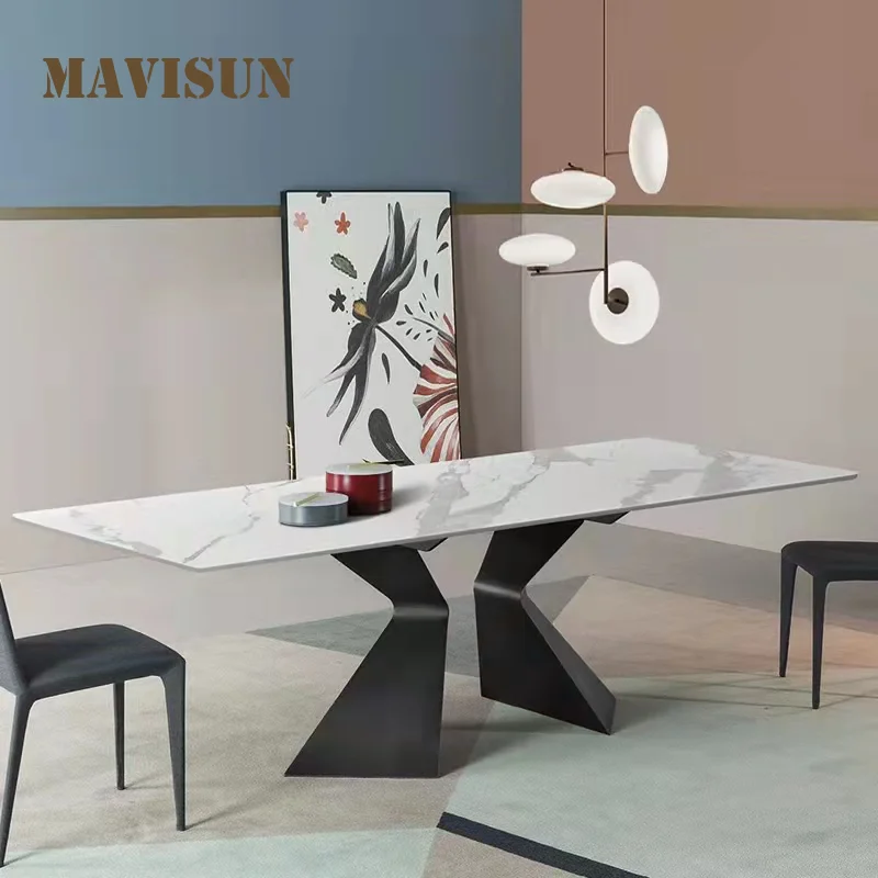 

Minimalist Slate Dining Tables Postmodern Minimalist Marble Top Rectangular Dining Chairs High Quality Home Furniture set