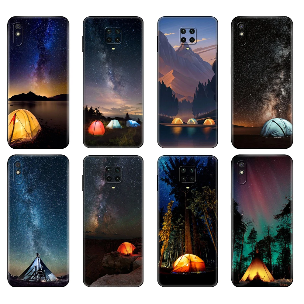 

Black tpu Case For Xiaomi Redmi 7A 8 8A 9 9A 9C Case Redmi Note 8T 8 Pro T Note 9 9S 9 Pro Case Camping Nature Mountain
