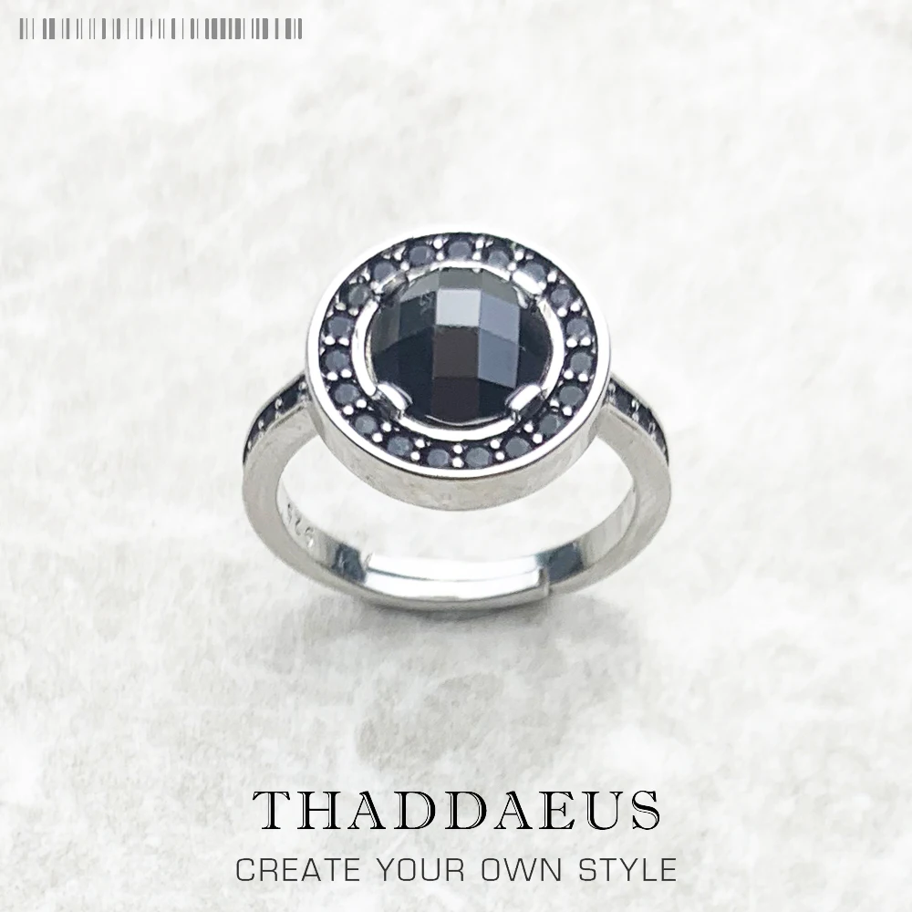 Кольцо-светильник Луна черного цвета, модные ювелирные украшения в европейском стиле для женщин, подарок из стерлингового серебра 925 пробы