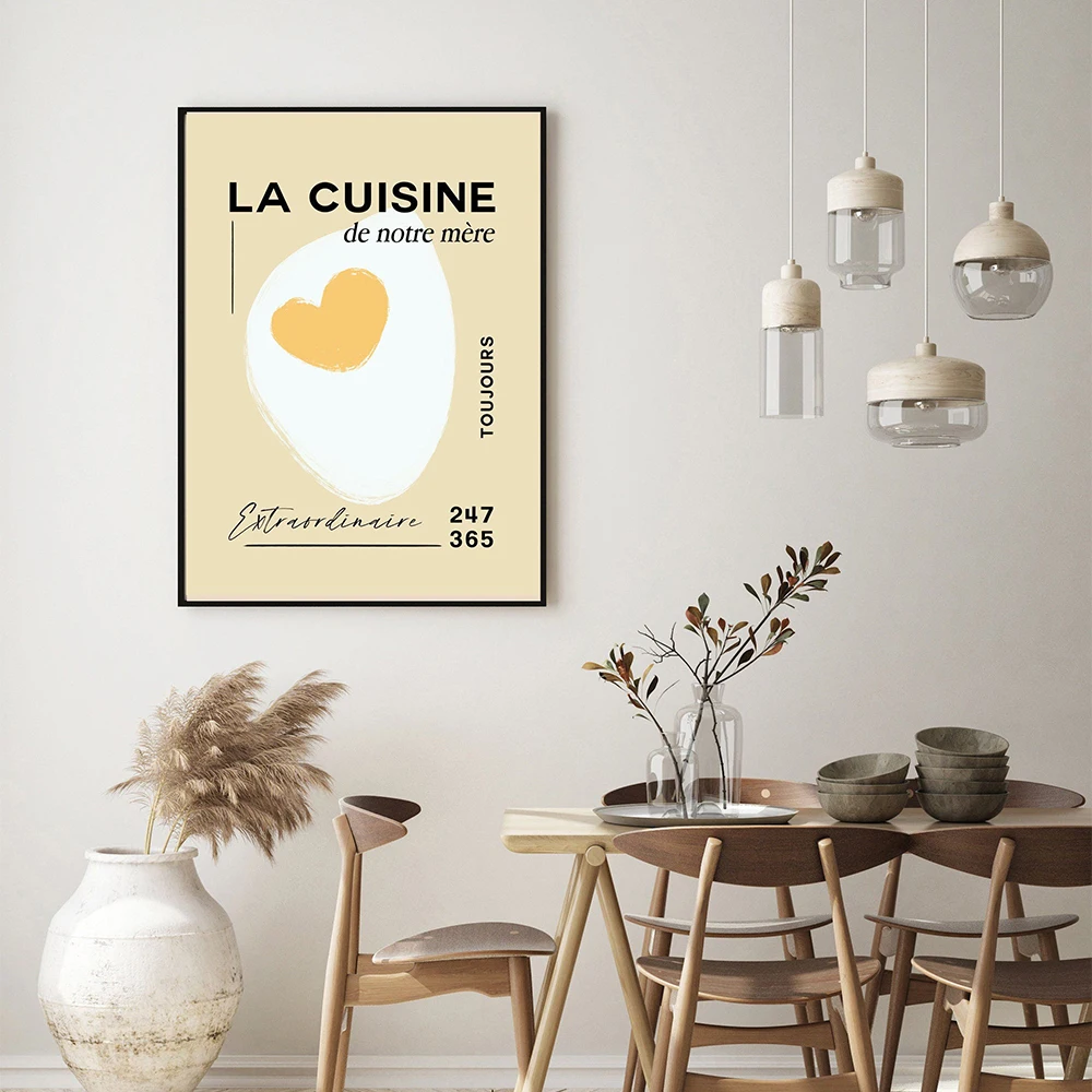 Настенная картина для французской кухни искусство на холсте декор рыбы яйцо кофе