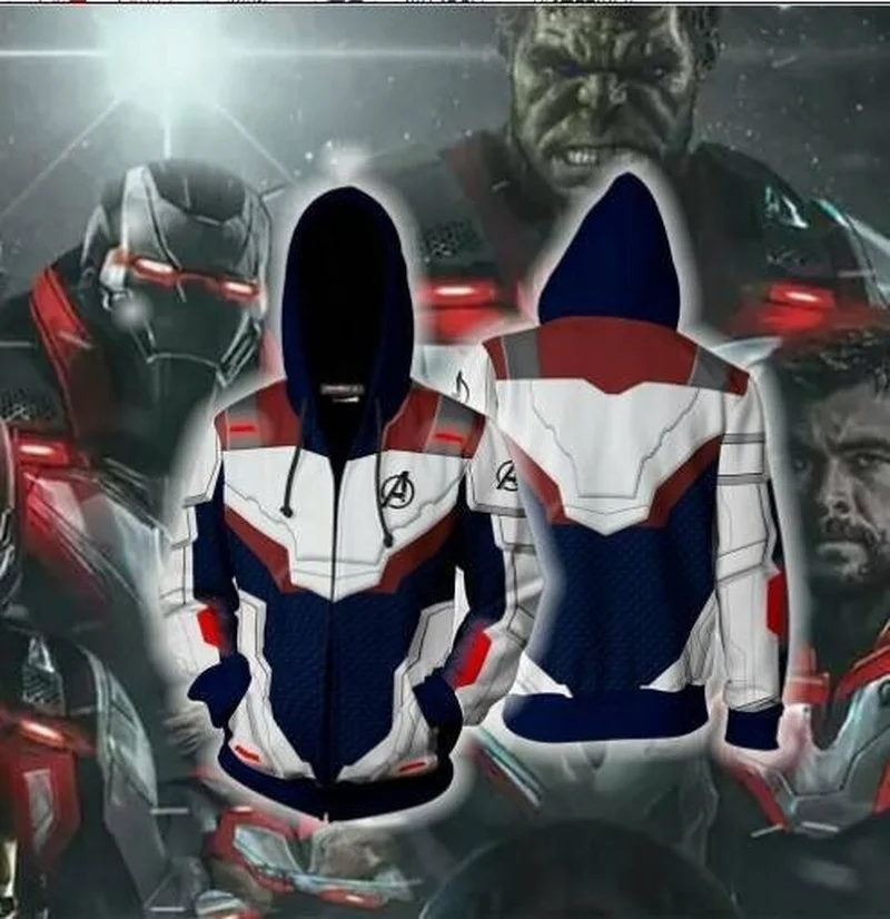 

Marvel Avengers 4 Superheroes with The Same Quantum Battle Suit Concept 3D Printing Long-sleeved Sweater Zipper Hoodie Jacket