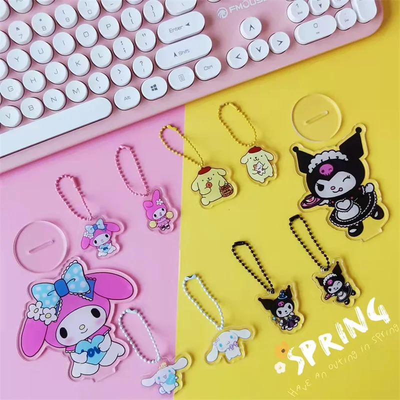 

Anime Sanrios Kuromi Melody Purin Cinnamoroll Keychain Pendant Girl Heart Cartoon Student Portable Card Keychains Decorations