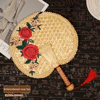 chinese traditional pu fan summer plantain fan pure hand woven straw fan hand fan dry flower home leisure products