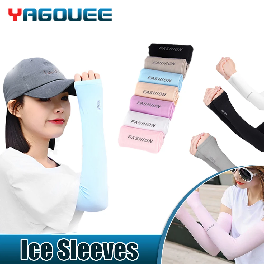 

2 Pcs Unisex Cooling Arm Sleeves Cover Sports Running UV Sun Protection Outdoor Men Nylon Cooling Arm Sleeves Cycling Sleeves