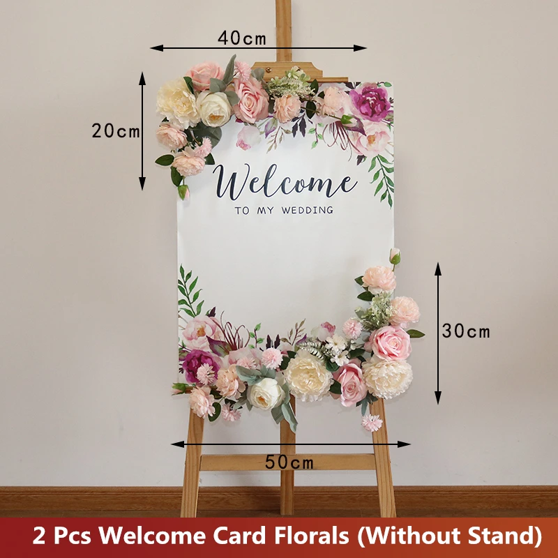 New Custom Wedding Floral Props Welcome Card Florals Artificial Creative Sign Corner Floral Decor Garland Flower Bouquet images - 6