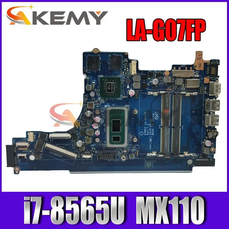 

Akemy L49981-001 L49981-601 For HP 250 G7 256 G7 15-DA Laptop Motherboard EPW50 LA-G07FP Mainboard With i7-8565U MX110 2GB-GPU