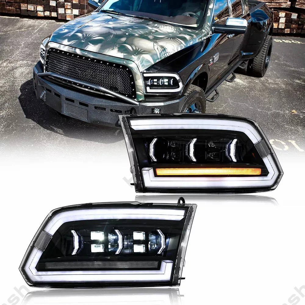 

Автомобильные светодиодные фары для Dodge RAM 1500 RAM 2500 RAM 3500 2009-2018 Классические фары с последовательным поворотом дальнего/ближнего света DRL Lights