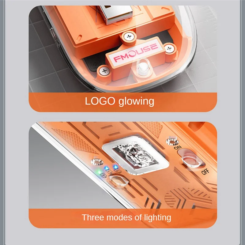 Прозрачная игровая мышь FMOUSE беспроводная Bluetooth-мышь с подсветкой RGB