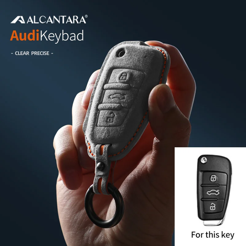 

Чехол для автомобильного ключа из алькантары, чехол для Audi A1, A3, 8P, A4, A5, A6, C7, A7, S3, S7, S8, R8, Q2, Q3, Q5, Q7, Q8, SQ5, TT, RS3, RS6, аксессуары