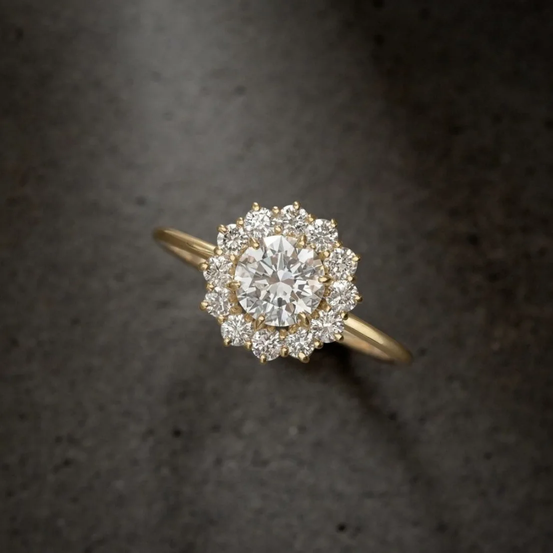 

Female White Zircon Stone Ring Dainty Rose Gold Color Engagement Ring Luxury Bride Crystal Round Wedding Rings For Women